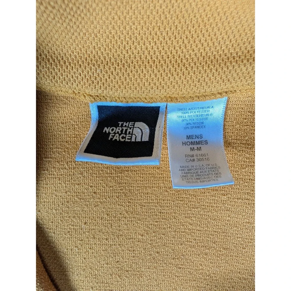 The North Face Mens Yellow 1/4 Zip Fleece‎ Pullover Textured Waffle Knit Top